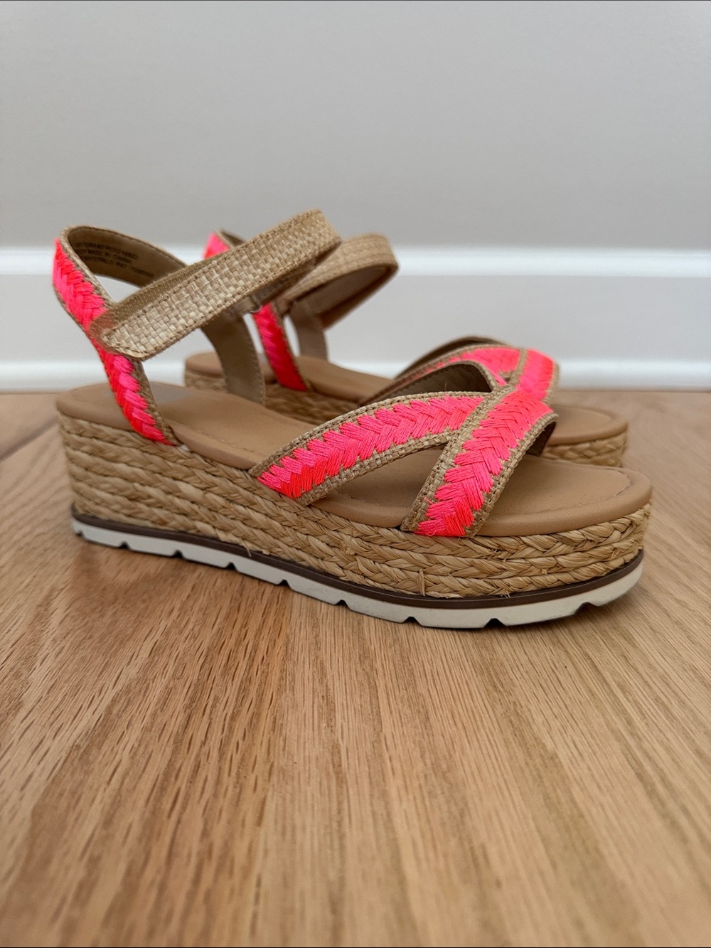 Girls Dolce Vita Platform Wedge Sandals - Neon Pink & Tan